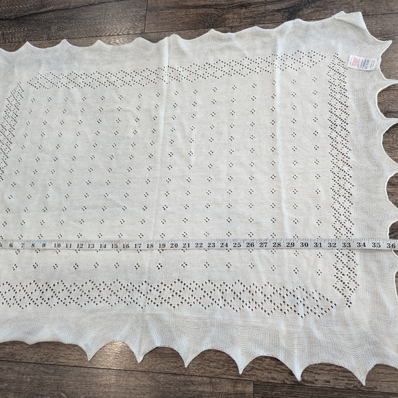 NWOT Off White Knit Baby Blanket Stroller Throw Neutral Boy Girl - Picture 5 of 6